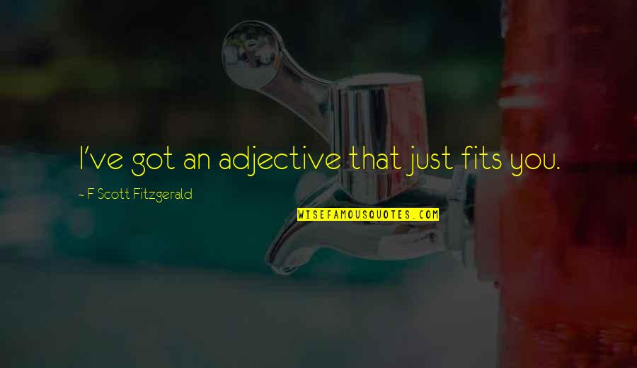 Fits Quotes By F Scott Fitzgerald: I've got an adjective that just fits you.