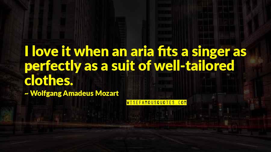 Fits Quotes By Wolfgang Amadeus Mozart: I love it when an aria fits a