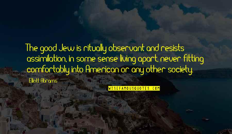 Fitting Into Society Quotes By Elliott Abrams: The good Jew is ritually observant and resists