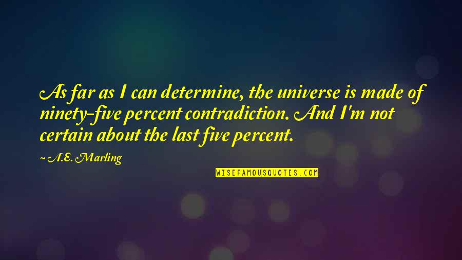 Five Percent Quotes By A.E. Marling: As far as I can determine, the universe