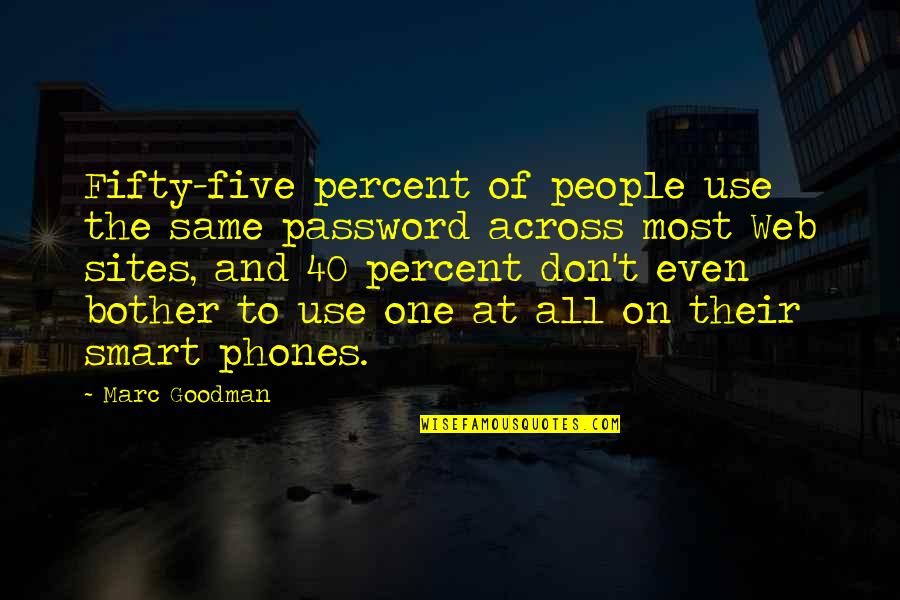 Five Percent Quotes By Marc Goodman: Fifty-five percent of people use the same password