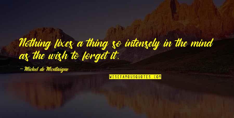 Fixes Quotes By Michel De Montaigne: Nothing fixes a thing so intensely in the