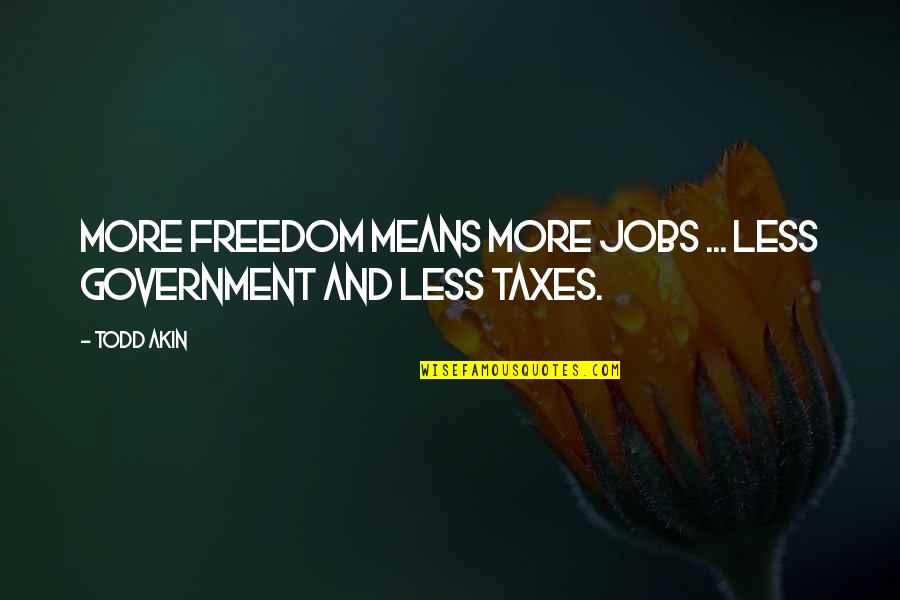 Fixing Things In Life Quotes By Todd Akin: More freedom means more jobs ... less government