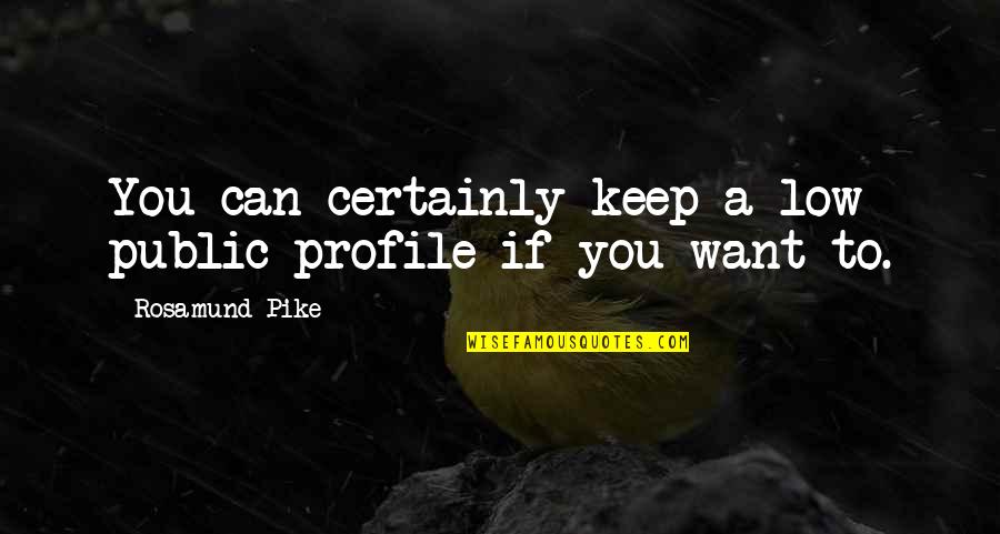 Fizyka Quotes By Rosamund Pike: You can certainly keep a low public profile Fizyka Quotes By Rosamund Pike: You can certainly keep a low public profile