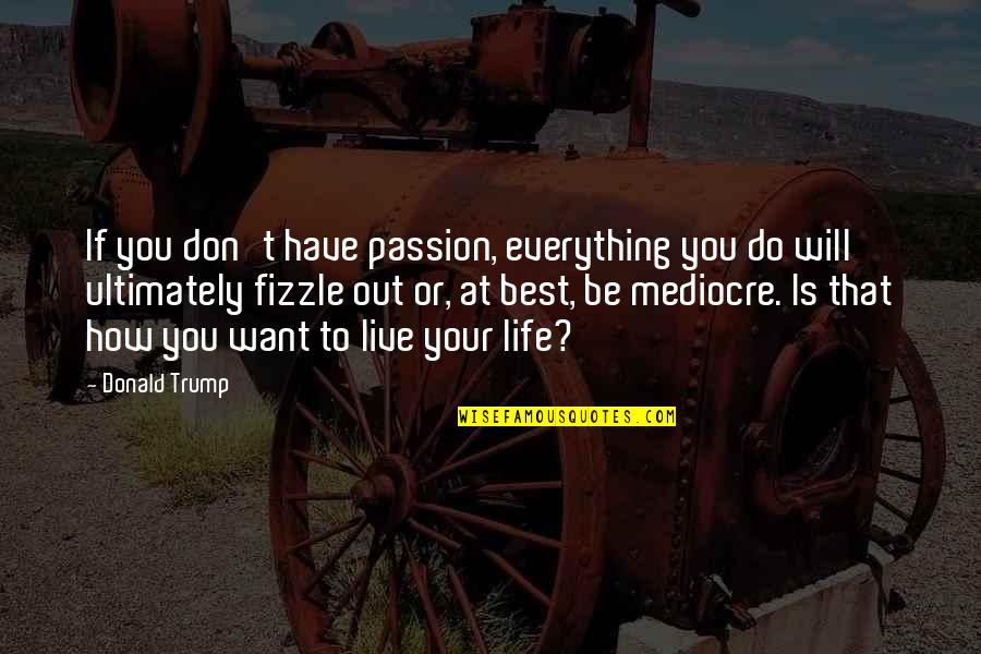 Fizzle Quotes By Donald Trump: If you don't have passion, everything you do