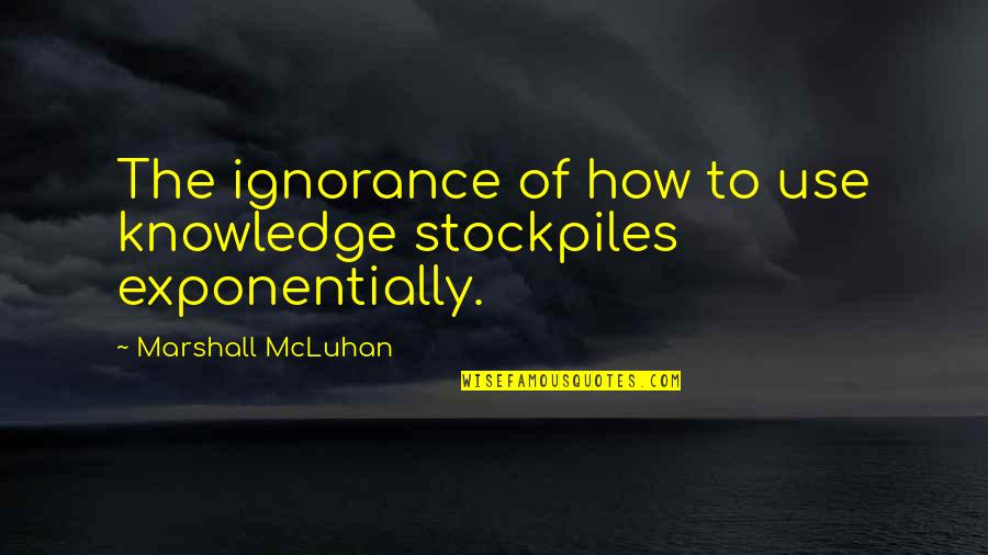 Fke Quotes By Marshall McLuhan: The ignorance of how to use knowledge stockpiles Fke Quotes By Marshall McLuhan: The ignorance of how to use knowledge stockpiles