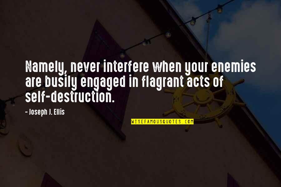Flagrant Quotes By Joseph J. Ellis: Namely, never interfere when your enemies are busily