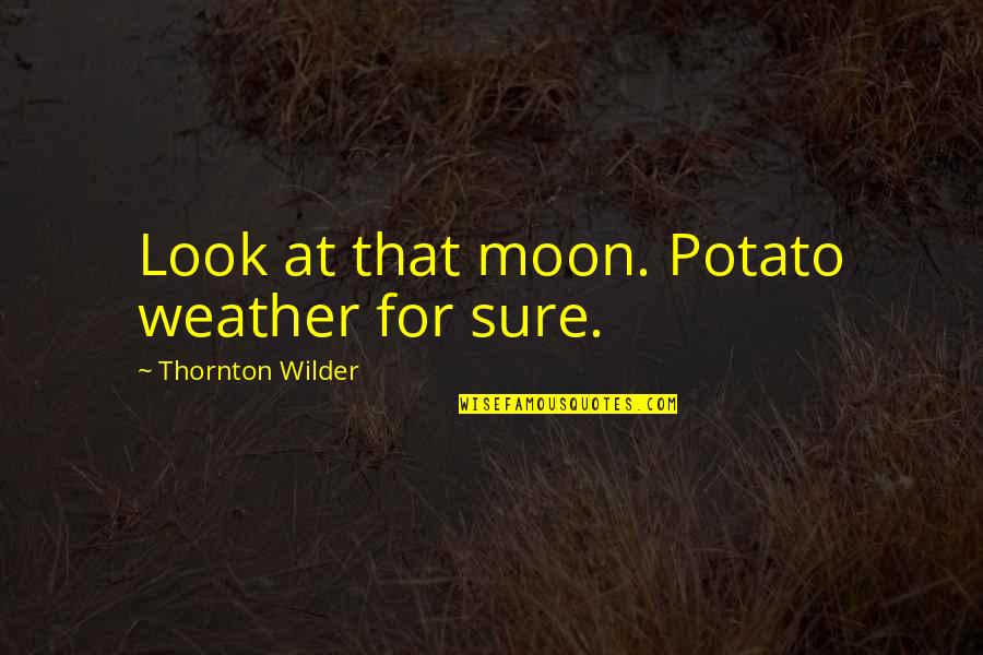 Flagstick Bentgrass Quotes By Thornton Wilder: Look at that moon. Potato weather for sure.