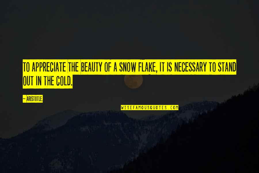 Flake Quotes By Aristotle.: To appreciate the beauty of a snow flake,