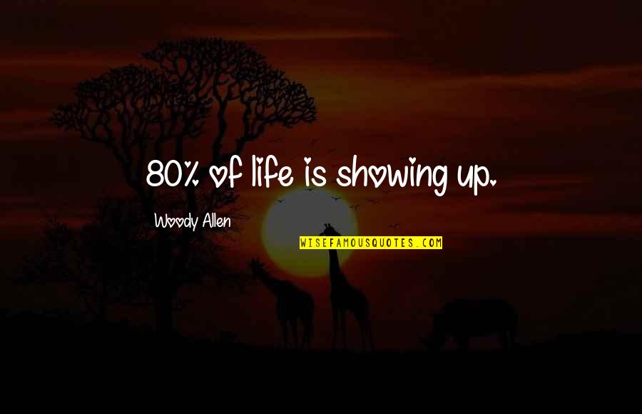 Flanking Quotes By Woody Allen: 80% of life is showing up.