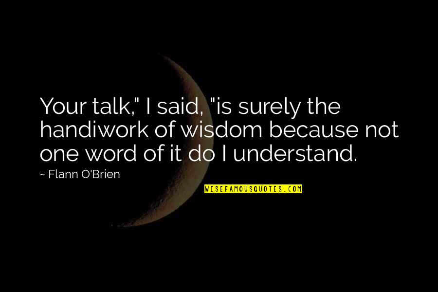 Flann Quotes By Flann O'Brien: Your talk," I said, "is surely the handiwork Flann Quotes By Flann O'Brien: Your talk," I said, "is surely the handiwork