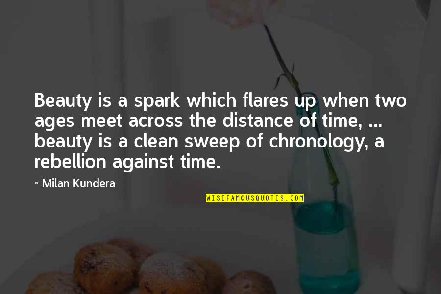 Flares Quotes By Milan Kundera: Beauty is a spark which flares up when Flares Quotes By Milan Kundera: Beauty is a spark which flares up when