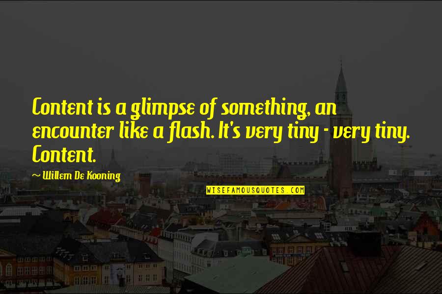 Flash's Quotes By Willem De Kooning: Content is a glimpse of something, an encounter