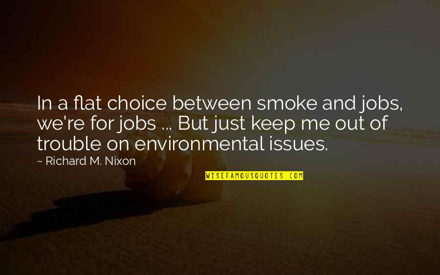 Flat Out Quotes By Richard M. Nixon: In a flat choice between smoke and jobs,