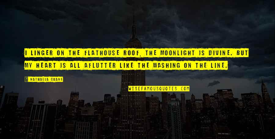 Flathouse Quotes By Nathalia Crane: I linger on the flathouse roof, the moonlight