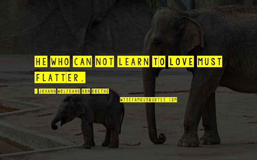 Flatter Love Quotes By Johann Wolfgang Von Goethe: He who can not learn to love must