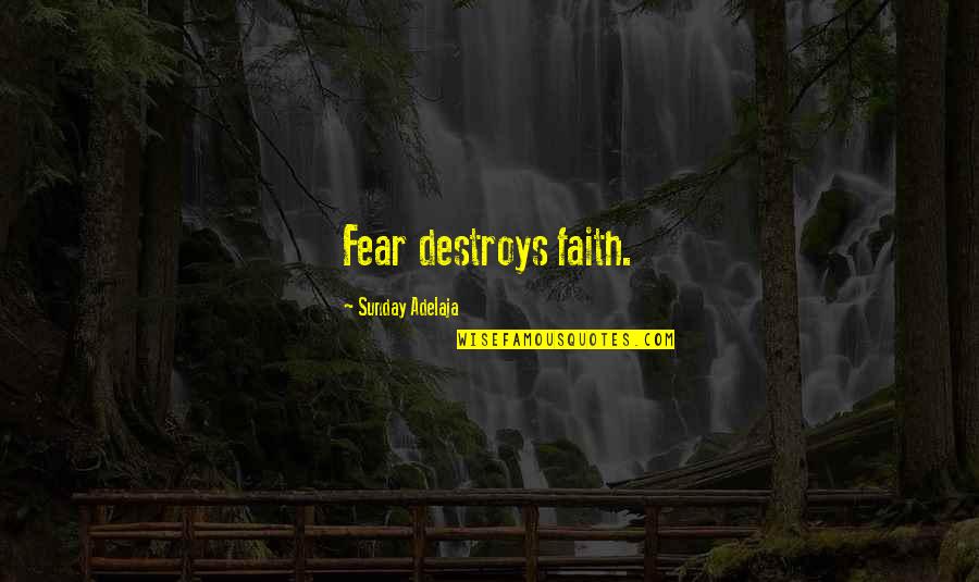 Flattering Love Quotes By Sunday Adelaja: Fear destroys faith.