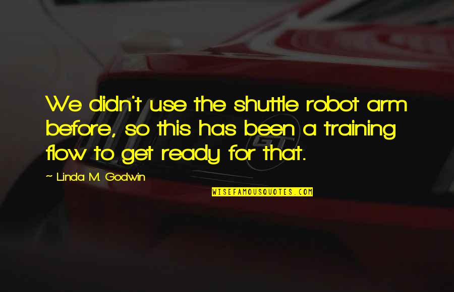 Flaunted Define Quotes By Linda M. Godwin: We didn't use the shuttle robot arm before,