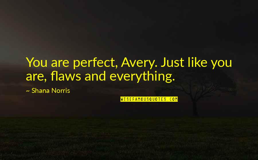 Flaws And Perfection Quotes By Shana Norris: You are perfect, Avery. Just like you are,