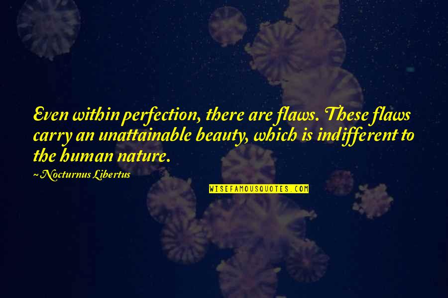 Flaws In Human Nature Quotes By Nocturnus Libertus: Even within perfection, there are flaws. These flaws