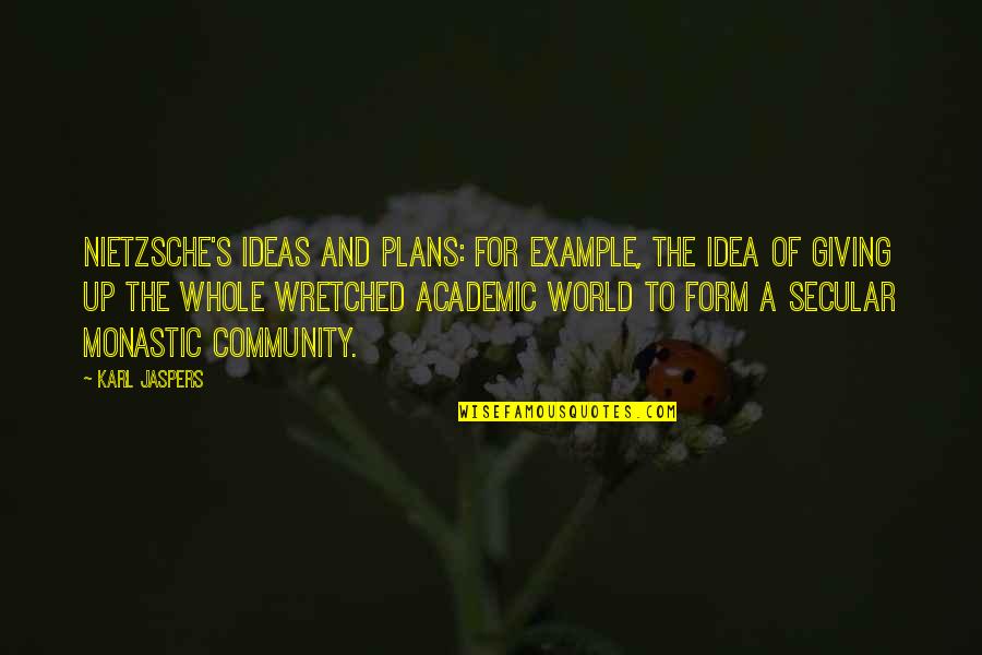 Fleck Water Quotes By Karl Jaspers: Nietzsche's ideas and plans: for example, the idea Fleck Water Quotes By Karl Jaspers: Nietzsche's ideas and plans: for example, the idea