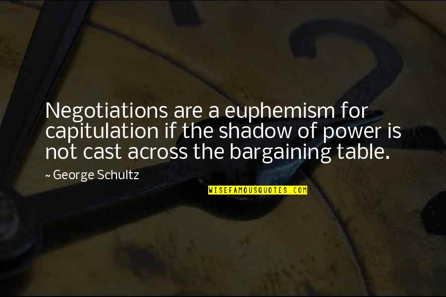 Flecter Quotes By George Schultz: Negotiations are a euphemism for capitulation if the