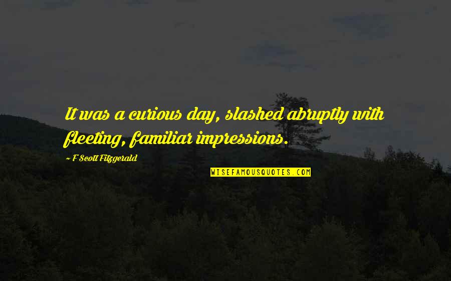 Fleeting Dreams Quotes By F Scott Fitzgerald: It was a curious day, slashed abruptly with