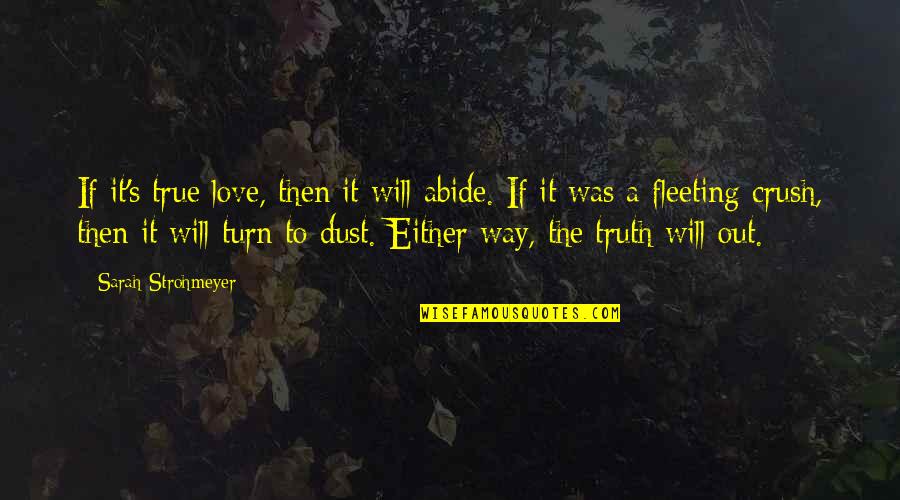 Fleeting Love Quotes By Sarah Strohmeyer: If it's true love, then it will abide.