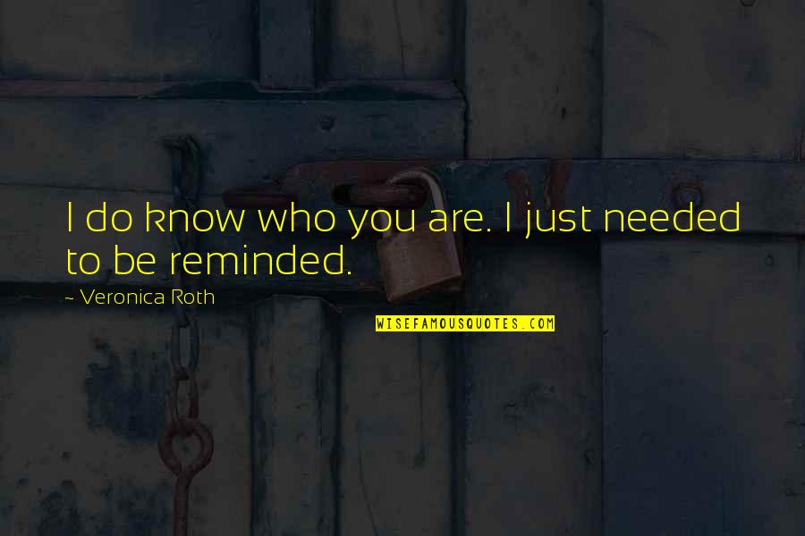 Fleeting World Quotes By Veronica Roth: I do know who you are. I just