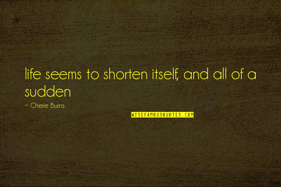 Flenory Demetrius Quotes By Cherie Burns: life seems to shorten itself, and all of Flenory Demetrius Quotes By Cherie Burns: life seems to shorten itself, and all of