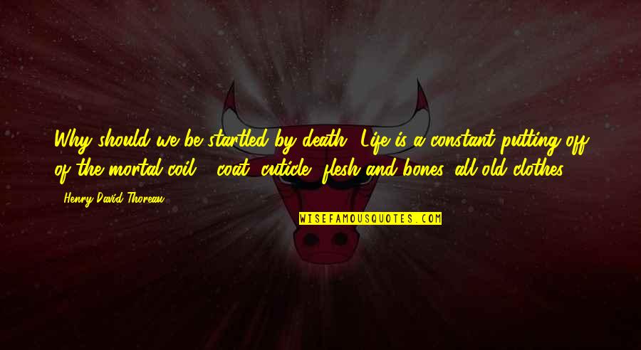 Flesh And Bones Quotes By Henry David Thoreau: Why should we be startled by death? Life