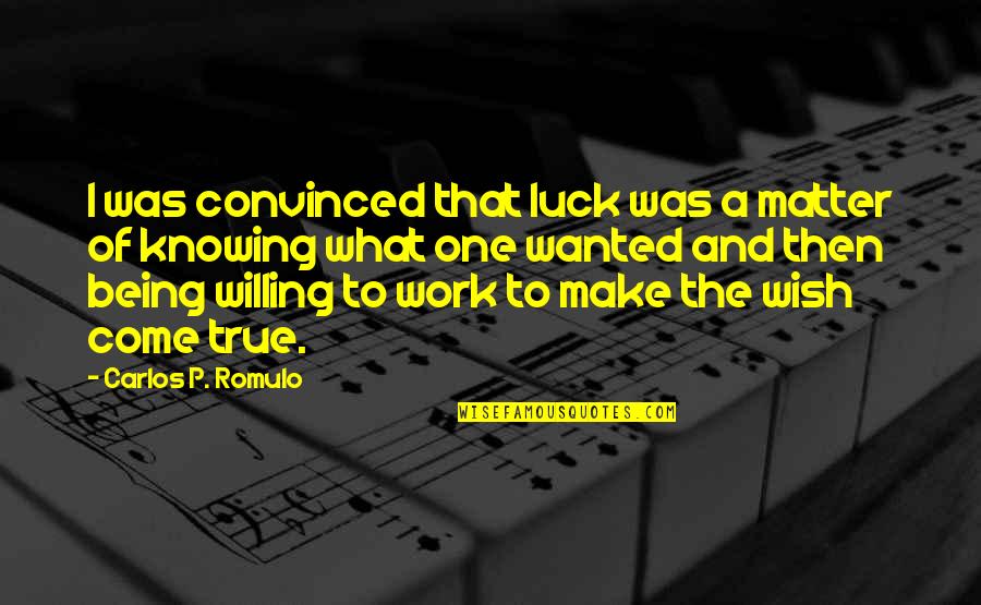 Flex Replace Double Quotes By Carlos P. Romulo: I was convinced that luck was a matter