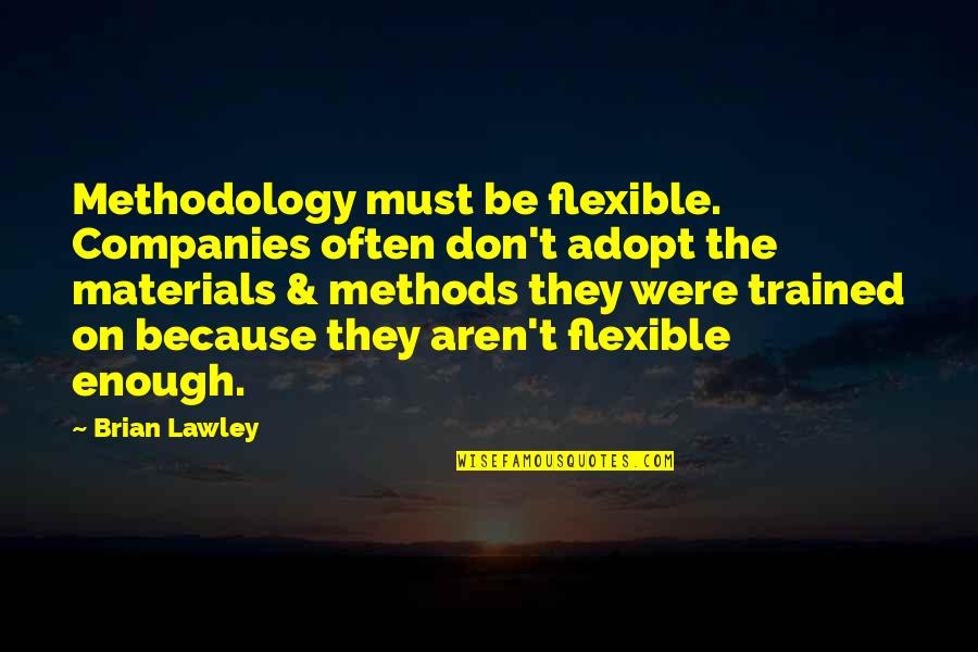 Flexible Quotes By Brian Lawley: Methodology must be flexible. Companies often don't adopt