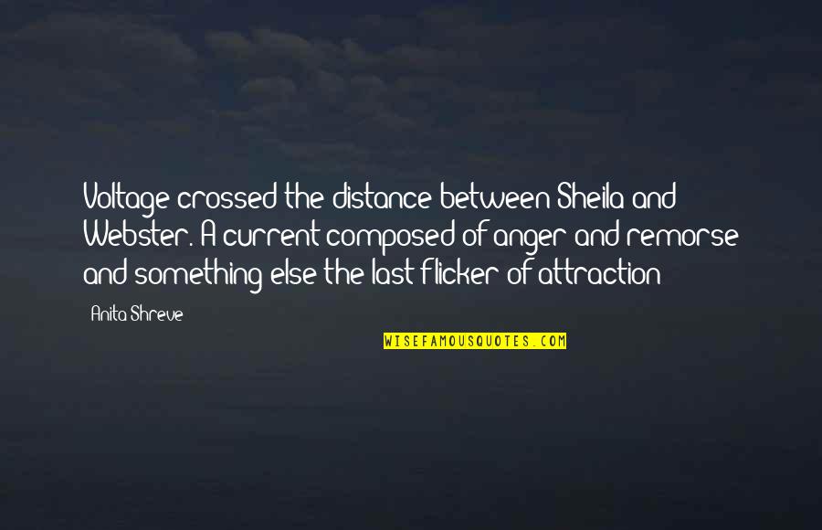 Flicker Quotes By Anita Shreve: Voltage crossed the distance between Sheila and Webster.