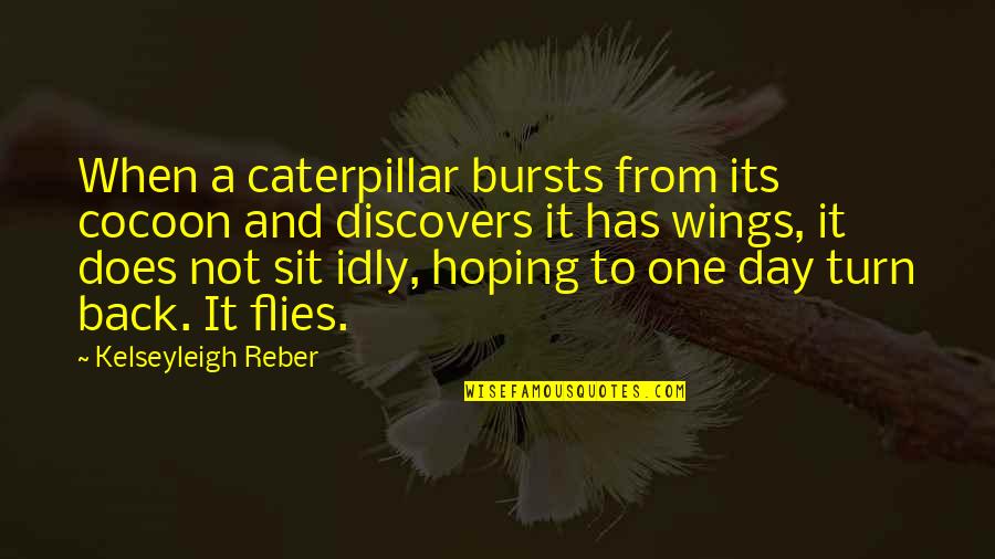 Flies Quotes By Kelseyleigh Reber: When a caterpillar bursts from its cocoon and