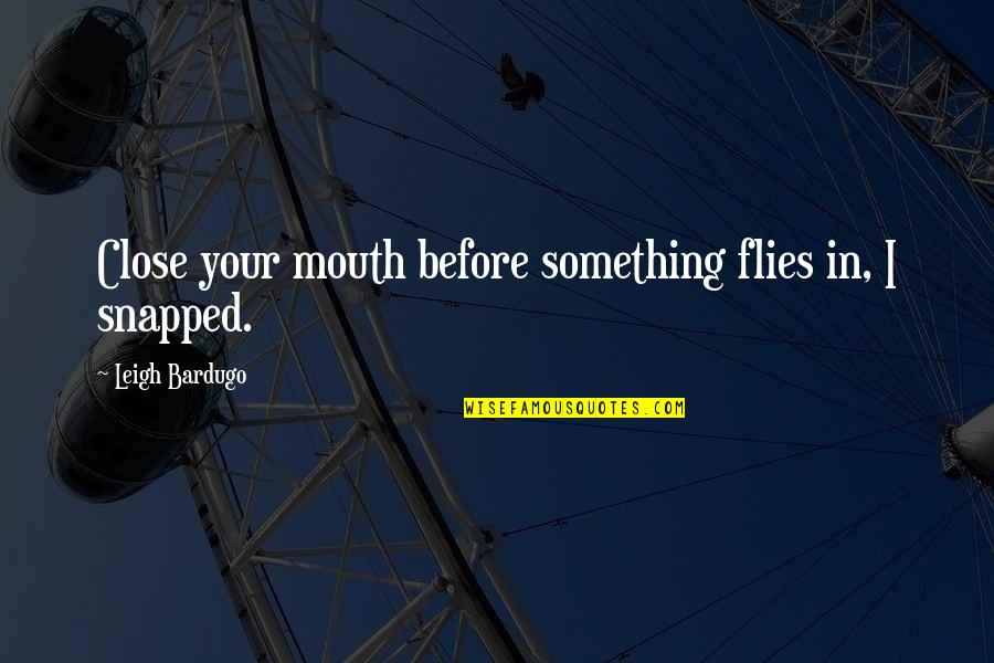 Flies Quotes By Leigh Bardugo: Close your mouth before something flies in, I