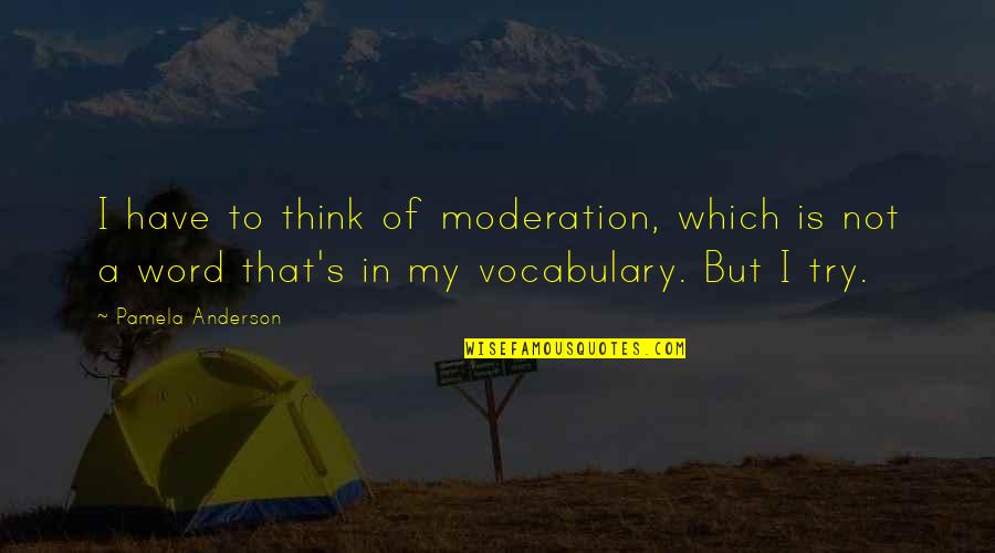 Fliesfirst Quotes By Pamela Anderson: I have to think of moderation, which is