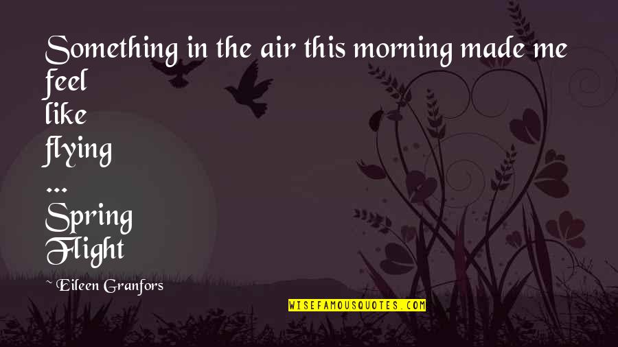Flight Flying Quotes By Eileen Granfors: Something in the air this morning made me