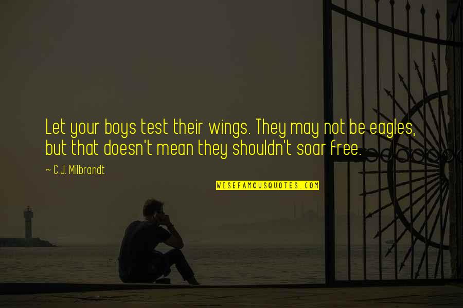 Flight Not Quotes By C.J. Milbrandt: Let your boys test their wings. They may