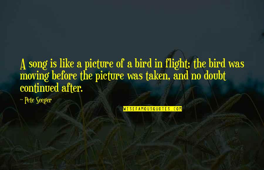 Flight The Song Quotes By Pete Seeger: A song is like a picture of a