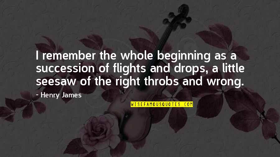 Flights Quotes By Henry James: I remember the whole beginning as a succession