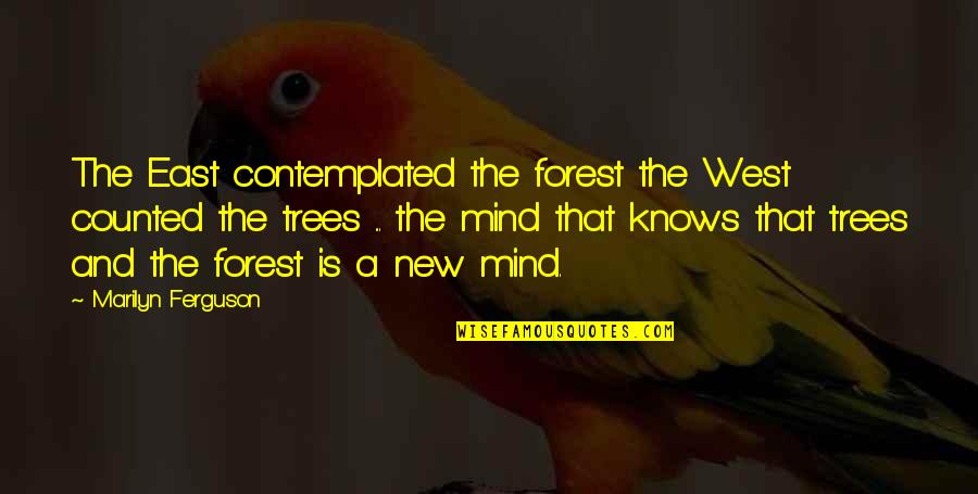 Flipping The Bird Quotes By Marilyn Ferguson: The East contemplated the forest the West counted