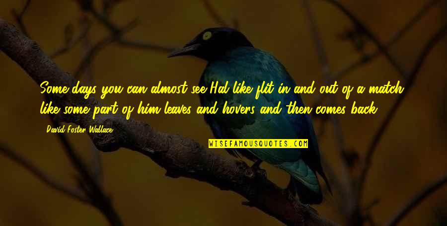 Flit Quotes By David Foster Wallace: Some days you can almost see Hal like