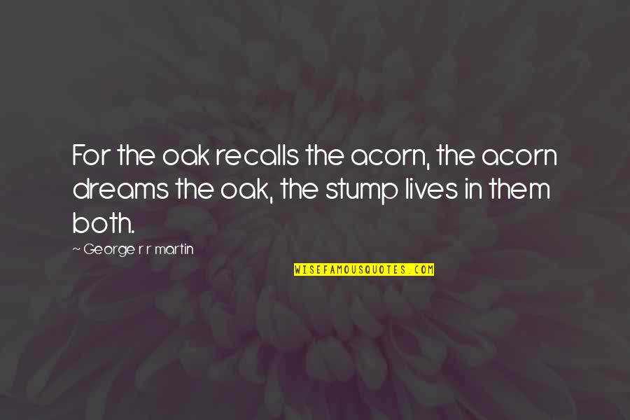 Floarea Craciunului Quotes By George R R Martin: For the oak recalls the acorn, the acorn Floarea Craciunului Quotes By George R R Martin: For the oak recalls the acorn, the acorn