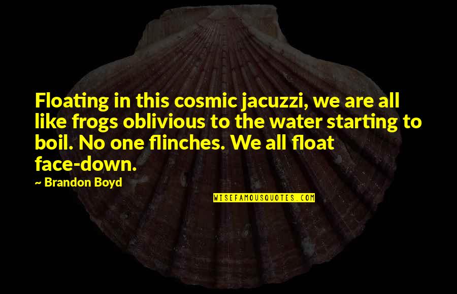 Floating On Water Quotes By Brandon Boyd: Floating in this cosmic jacuzzi, we are all