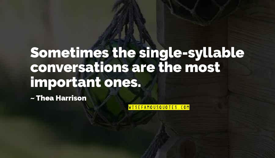 Floccos Shoes Quotes By Thea Harrison: Sometimes the single-syllable conversations are the most important