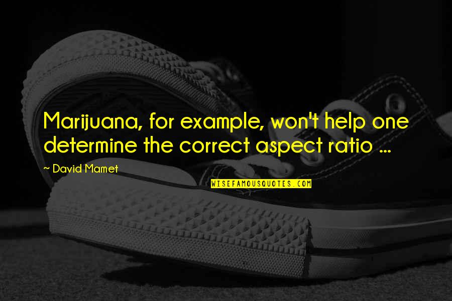 Flocons De Sel Quotes By David Mamet: Marijuana, for example, won't help one determine the