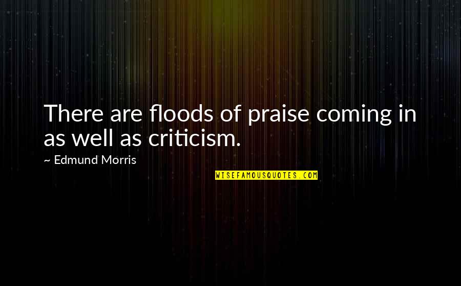 Flood In Quotes By Edmund Morris: There are floods of praise coming in as
