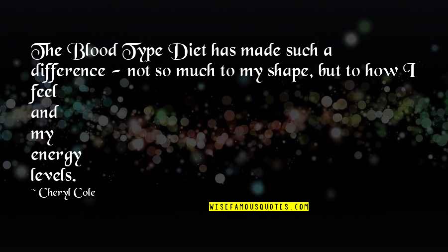 Floodwater Brewing Quotes By Cheryl Cole: The Blood Type Diet has made such a Floodwater Brewing Quotes By Cheryl Cole: The Blood Type Diet has made such a
