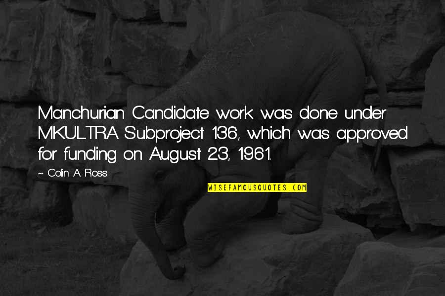 Florek Buzi Quotes By Colin A. Ross: Manchurian Candidate work was done under MKULTRA Subproject Florek Buzi Quotes By Colin A. Ross: Manchurian Candidate work was done under MKULTRA Subproject